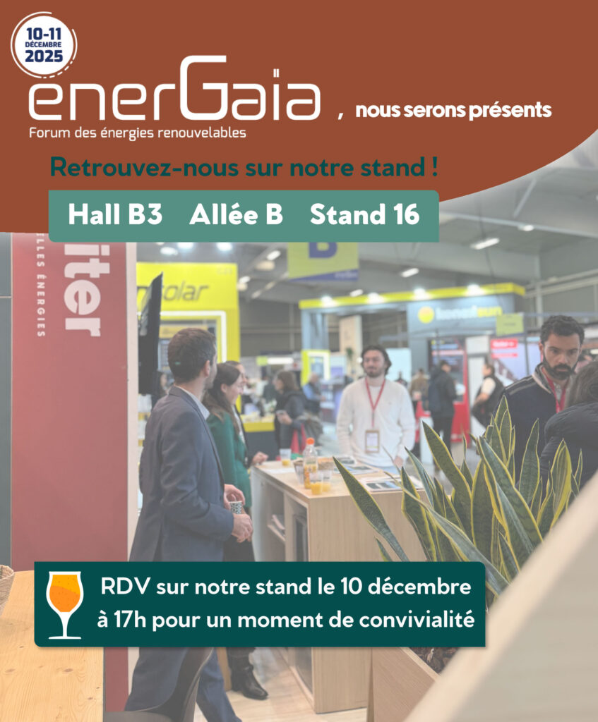 Visuels_Linkedin Forum Energaïa 2025, salon 100% énergies renouvelables. Energiter, expert des énergies renouvelables depuis 2010 sera présent.