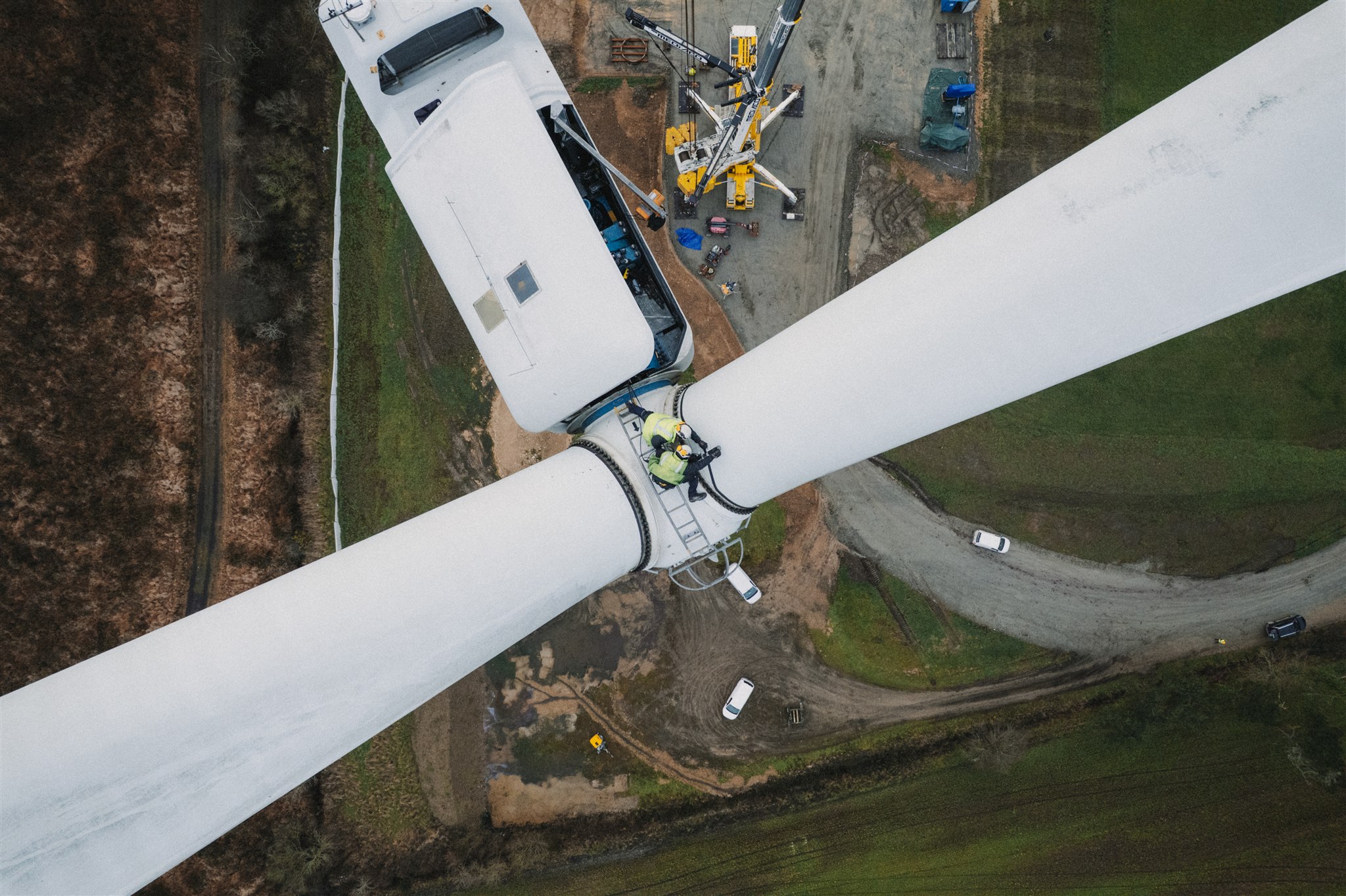 Démantèlement d'un parc éolien, rotor, nacelle, pâles - démontage, revente, reconditionnement, recyclage